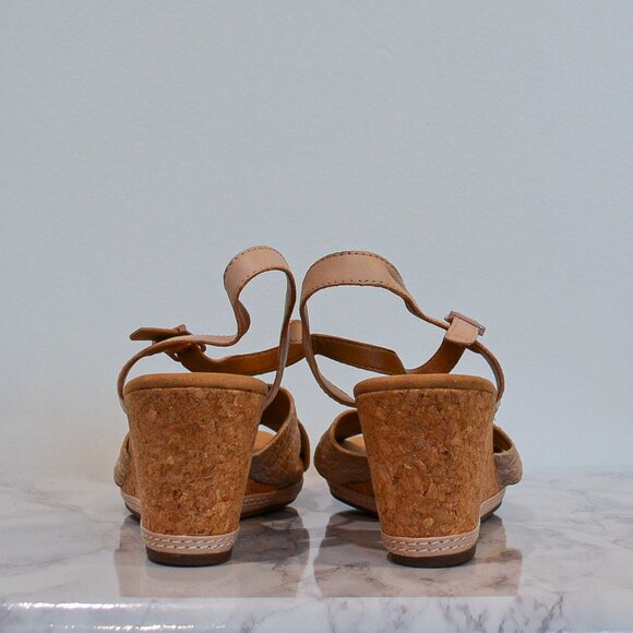 CLARKS | TAN HELIO LATITUDE WEDGE SANDAL - Picture 3 of 7